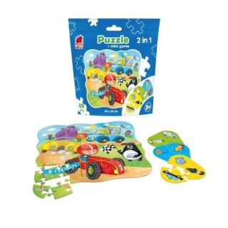 PUZZLE 2W1 POJAZDY ZESTAW UKŁADANKA MINI GRA EDUKACYJNA ROTER KAFER ROTER KAFER