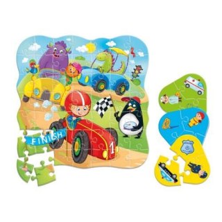 PUZZLE 2W1 POJAZDY ZESTAW UKŁADANKA MINI GRA EDUKACYJNA ROTER KAFER ROTER KAFER