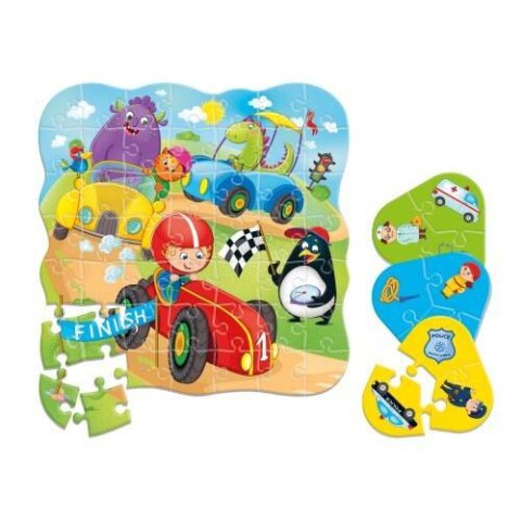 PUZZLE 2W1 POJAZDY ZESTAW UKŁADANKA MINI GRA EDUKACYJNA ROTER KAFER ROTER KAFER