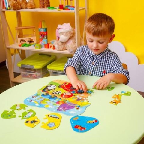 PUZZLE 2W1 POJAZDY ZESTAW UKŁADANKA MINI GRA EDUKACYJNA ROTER KAFER ROTER KAFER
