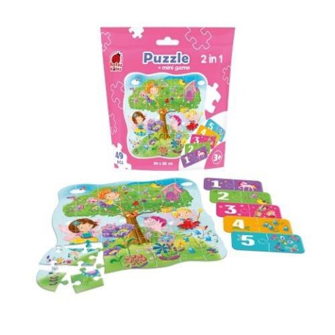 PUZZLE 2W1 WRÓŻKI W SASZETCE UKŁADANKA MINI GRA NAUKA LICZENIA ROTER KAFER ROTER KAFER
