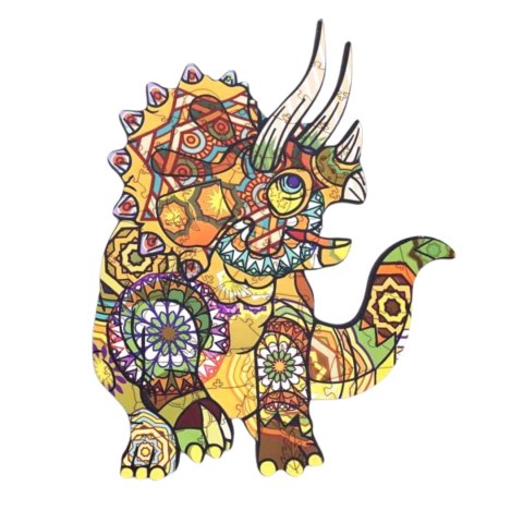 PUZZLE DREWNIANE UKŁADANKA TRICERATOPS DINOZAUR KOLOROWY OZDOBA PUZZLEOK PUZZLE DREWNIANE UKŁADANKA TRICERATOPS DINOZAUR KOLOROWY OZDOBA PUZZLEOK