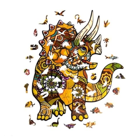 PUZZLE DREWNIANE UKŁADANKA TRICERATOPS DINOZAUR KOLOROWY OZDOBA PUZZLEOK PUZZLE DREWNIANE UKŁADANKA TRICERATOPS DINOZAUR KOLOROWY OZDOBA PUZZLEOK