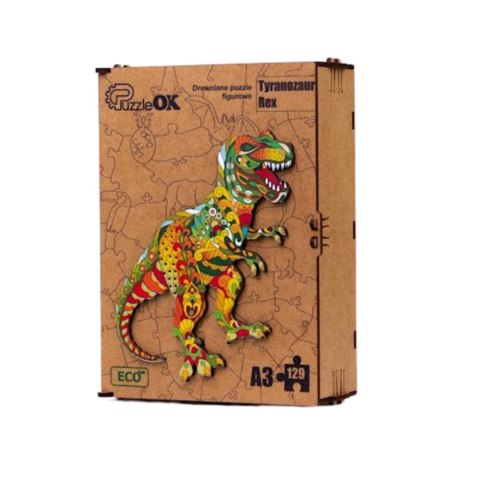 PUZZLE DREWNIANE UKŁADANKA TYRANOZAUR DINOZAUR KOLOROWY OZDOBA PUZZLEOK PUZZLE DREWNIANE UKŁADANKA TYRANOZAUR DINOZAUR KOLOROWY OZDOBA PUZZLEOK