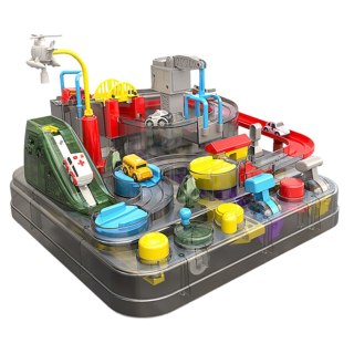 6 BUTTON BREAK THROUGH THE BIG ADVENTURE TRANSPARENT MODEL WITH 3 CARS (SOUND AND LIGHT VERSION) IMPORT PRONICE