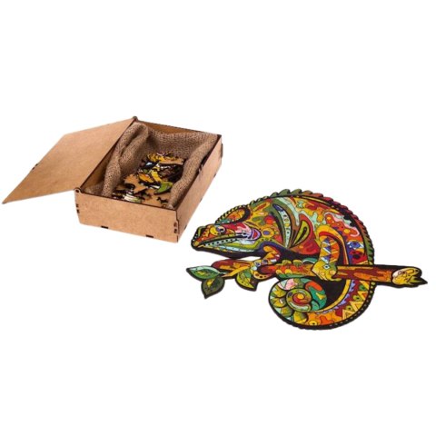 PUZZLE DREWNIANE UKŁADANKA KAMELEON KOLOROWY ZESTAW PUZZLI A3 OZDOBA PUZZLEOK PUZZLE DREWNIANE UKŁADANKA KAMELEON KOLOROWY ZESTAW PUZZLI A3 OZDOBA PUZZLEOK