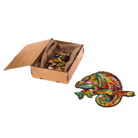 PUZZLE DREWNIANE UKŁADANKA KAMELEON KOLOROWY ZESTAW PUZZLI A4 OZDOBA PUZZLEOK PUZZLE DREWNIANE UKŁADANKA KAMELEON KOLOROWY ZESTAW PUZZLI A4 OZDOBA PUZZLEOK