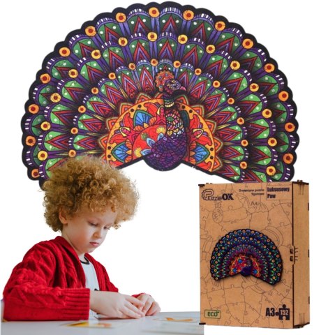 PUZZLE DREWNIANE UKŁADANKA LUKSUSOWY PAW KOLOROWY ZESTAW PUZZLI A3 PUZZLEOK PUZZLE DREWNIANE UKŁADANKA LUKSUSOWY PAW KOLOROWY ZESTAW PUZZLI A3 PUZZLEOK