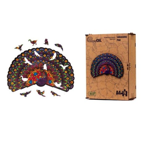 PUZZLE DREWNIANE UKŁADANKA LUKSUSOWY PAW ZESTAW PUZZLI A4 OZDOBA KOLOROWA PUZZLEOK PUZZLE DREWNIANE UKŁADANKA LUKSUSOWY PAW ZESTAW PUZZLI A4 OZDOBA KOLOROWA PUZZLEOK