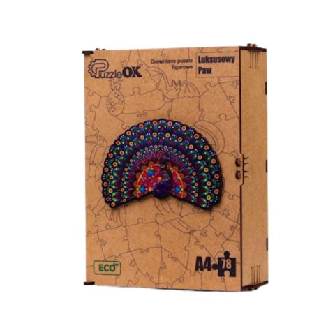 PUZZLE DREWNIANE UKŁADANKA LUKSUSOWY PAW ZESTAW PUZZLI A4 OZDOBA KOLOROWA PUZZLEOK PUZZLE DREWNIANE UKŁADANKA LUKSUSOWY PAW ZESTAW PUZZLI A4 OZDOBA KOLOROWA PUZZLEOK