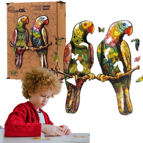 PUZZLE DREWNIANE UKŁADANKA PAPUŻKI FALISTE ZESTAW PUZZLI A3 OZDOBA PUZZLEOK PUZZLE DREWNIANE UKŁADANKA PAPUŻKI FALISTE ZESTAW PUZZLI A3 OZDOBA PUZZLEOK