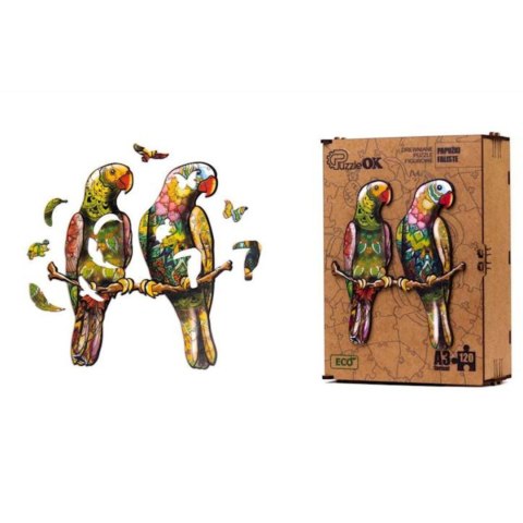 PUZZLE DREWNIANE UKŁADANKA PAPUŻKI FALISTE ZESTAW PUZZLI A3 OZDOBA PUZZLEOK PUZZLE DREWNIANE UKŁADANKA PAPUŻKI FALISTE ZESTAW PUZZLI A3 OZDOBA PUZZLEOK