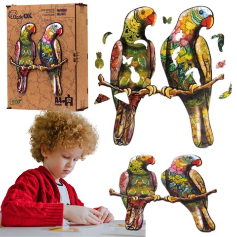 PUZZLE DREWNIANE UKŁADANKA PAPUŻKI FALISTE ZESTAW PUZZLI A4 OZDOBA PUZZLEOK PUZZLE DREWNIANE UKŁADANKA PAPUŻKI FALISTE ZESTAW PUZZLI A4 OZDOBA PUZZLEOK