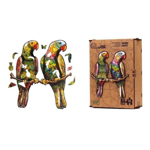 PUZZLE DREWNIANE UKŁADANKA PAPUŻKI FALISTE ZESTAW PUZZLI A4 OZDOBA PUZZLEOK PUZZLE DREWNIANE UKŁADANKA PAPUŻKI FALISTE ZESTAW PUZZLI A4 OZDOBA PUZZLEOK