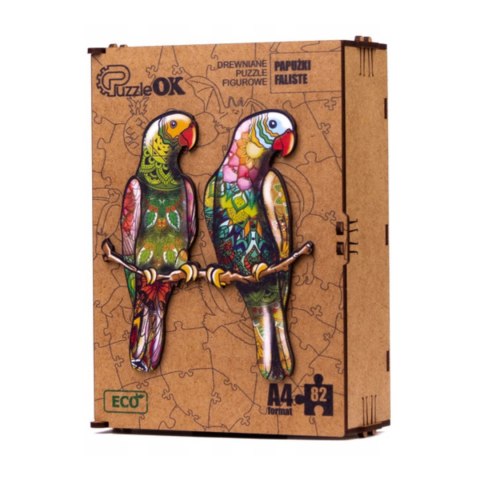 PUZZLE DREWNIANE UKŁADANKA PAPUŻKI FALISTE ZESTAW PUZZLI A4 OZDOBA PUZZLEOK PUZZLE DREWNIANE UKŁADANKA PAPUŻKI FALISTE ZESTAW PUZZLI A4 OZDOBA PUZZLEOK
