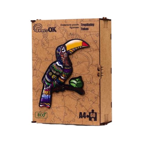 PUZZLE DREWNIANE UKŁADANKA TROPIKALNY TUKAN ZESTAW PUZZLI A4 OZDOBA PUZZLEOK PUZZLE DREWNIANE UKŁADANKA TROPIKALNY TUKAN ZESTAW PUZZLI A4 OZDOBA PUZZLEOK