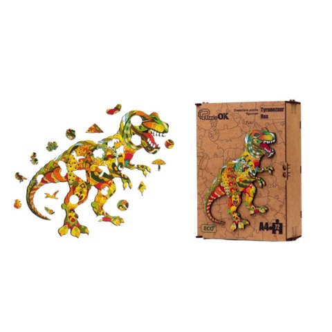 PUZZLE DREWNIANE UKŁADANKA TYRANOZAUR DINOZAUR ZESTAW PUZZLI A4 OZDOBA PUZZLEOK PUZZLE DREWNIANE UKŁADANKA TYRANOZAUR DINOZAUR ZESTAW PUZZLI A4 OZDOBA PUZZLEOK