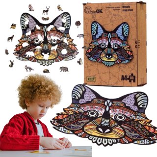PUZZLE DREWNIANE UKŁADANKA WESOŁY SZOP PRACZ ZWIERZĘ ZESTAW PUZZLI A4 PUZZLEOK