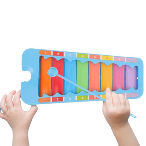 CYMBAŁKI RÓŻNOKOLOROWE KLAWISZE PAŁECZKA NAUKA KOLORÓW LICZB INSTRUMENT IMPORT PRONICE