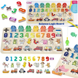 DREWNIANA TABLICA MONTESSORI GRA ZRĘCZNOŚCIOWA NAUKA LICZENIA ŁOWIENIE RYB IMPORT PRONICE