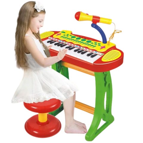 ELEKTRONICZNE ORGANKI KLAWISZE PIANINO KEYBOARD MIKROFON STOŁEK MELODIE IMPORT PRONICE