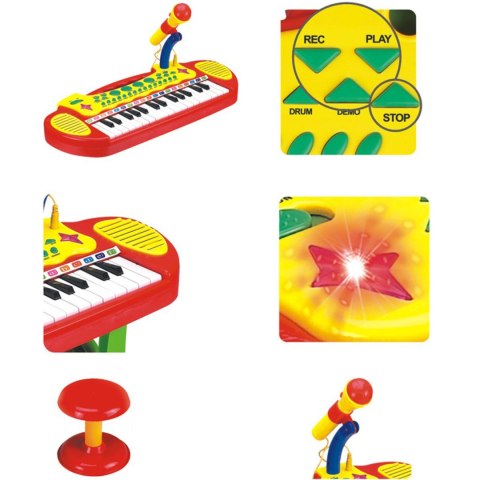 ELEKTRONICZNE ORGANKI KLAWISZE PIANINO KEYBOARD MIKROFON STOŁEK MELODIE IMPORT PRONICE