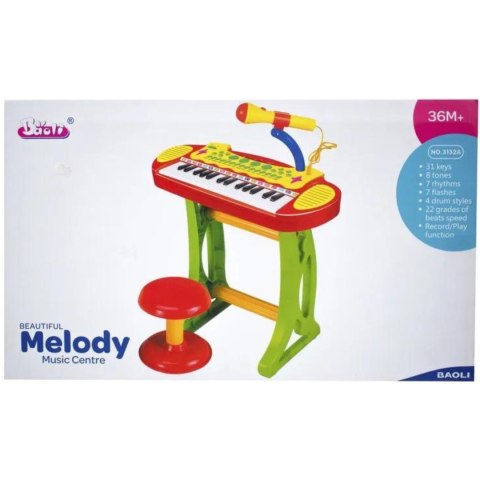 ELEKTRONICZNE ORGANKI KLAWISZE PIANINO KEYBOARD MIKROFON STOŁEK MELODIE IMPORT PRONICE