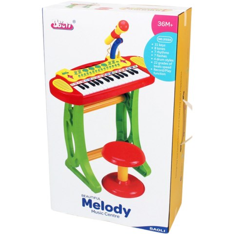 ELEKTRONICZNE ORGANKI KLAWISZE PIANINO KEYBOARD MIKROFON STOŁEK MELODIE IMPORT PRONICE