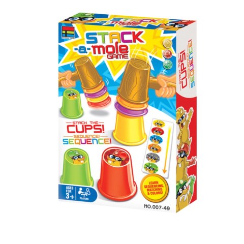 GRA ZRĘCZNOŚCIOWA LOGICZNA UŁÓŻ KUBKI W KOLEJNOŚCI MŁOTECZKI KARTY NAKLEJKI IMPORT PRONICE