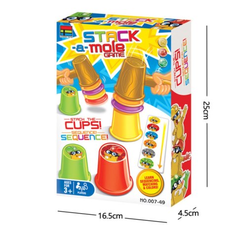 GRA ZRĘCZNOŚCIOWA LOGICZNA UŁÓŻ KUBKI W KOLEJNOŚCI MŁOTECZKI KARTY NAKLEJKI IMPORT PRONICE