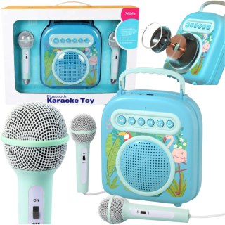 ZESTAW DO KARAOKE DLA DZIECI 2 MIKROFONY GŁOŚNIK FUNKCJA BLUETOOTH MUZYKA IMPORT PRONICE