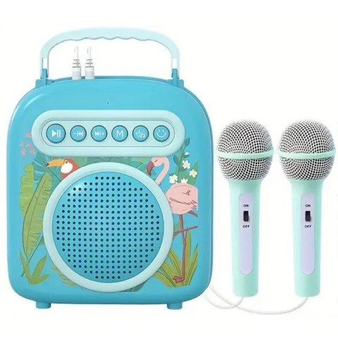 ZESTAW DO KARAOKE DLA DZIECI 2 MIKROFONY GŁOŚNIK FUNKCJA BLUETOOTH MUZYKA IMPORT PRONICE