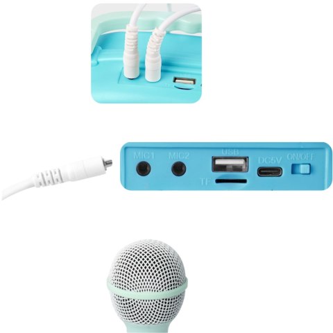 ZESTAW DO KARAOKE DLA DZIECI 2 MIKROFONY GŁOŚNIK FUNKCJA BLUETOOTH MUZYKA IMPORT PRONICE