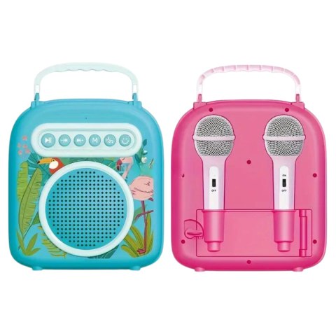 ZESTAW DO KARAOKE DLA DZIECI 2 MIKROFONY GŁOŚNIK FUNKCJA BLUETOOTH MUZYKA IMPORT PRONICE