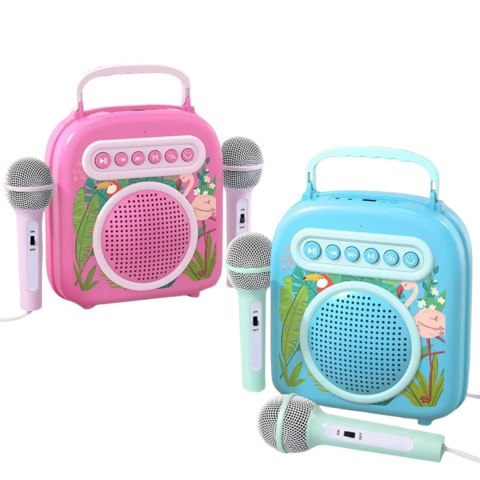 ZESTAW DO KARAOKE DLA DZIECI 2 MIKROFONY GŁOŚNIK FUNKCJA BLUETOOTH MUZYKA IMPORT PRONICE
