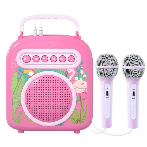 ZESTAW DO KARAOKE DLA DZIECI 2 MIKROFONY GŁOŚNIK FUNKCJA BLUETOOTH MUZYKA IMPORT PRONICE