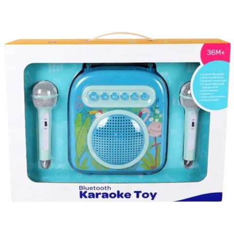 ZESTAW DO KARAOKE DLA DZIECI 2 MIKROFONY GŁOŚNIK FUNKCJA BLUETOOTH MUZYKA IMPORT PRONICE