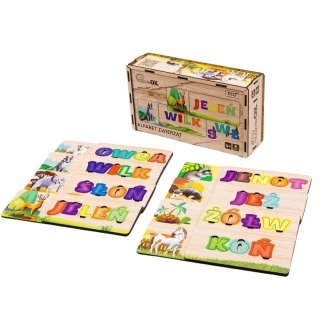 PUZZLE UKŁADANKA ALFABET ZWIERZĄT NAUKA PISANIA CZYTANIA ZWIERZĘTA PUZZLEOK