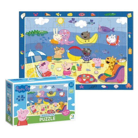 PUZZLE OBSERWACYJNE "ŚWINKA PEPPA - WAKACJE" UKŁADANKA 50 ELEMENTÓW MORZE DODO