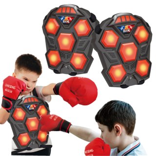 2X ZESTAW BOKSERSKI TRENINGOWY BOKS DLA DZIECI RĘKAWICE TARCZE LED DŹWIĘK IMPORT PRONICE