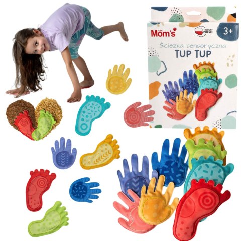 ŚCIEŻKA SENSORYCZNA TUP TUP 8 WORECZKÓW W KSZTAŁCIE STÓP I DŁONI WELUROWE HENCZ TOYS (MOM'S CARE)