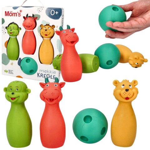 ZESTAW MIĘKKIE KRĘGLE PASTELOWE ZWIERZĄTKA SENSORYCZNA KULA GRA W KRĘGLE HENCZ TOYS (MOM'S CARE)