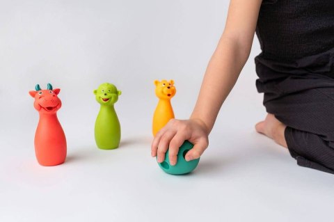 ZESTAW MIĘKKIE KRĘGLE PASTELOWE ZWIERZĄTKA SENSORYCZNA KULA GRA W KRĘGLE HENCZ TOYS (MOM'S CARE)