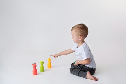 ZESTAW MIĘKKIE KRĘGLE PASTELOWE ZWIERZĄTKA SENSORYCZNA KULA GRA W KRĘGLE HENCZ TOYS (MOM'S CARE)