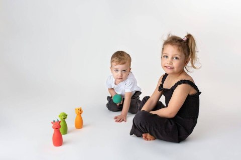 ZESTAW MIĘKKIE KRĘGLE PASTELOWE ZWIERZĄTKA SENSORYCZNA KULA GRA W KRĘGLE HENCZ TOYS (MOM'S CARE)