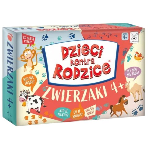 GRA EDUKACYJNA "DZIECI KONTRA RODZICE. ZWIERZAKI" 4+ RYSUNKOWE ZAGADKI KANGUR