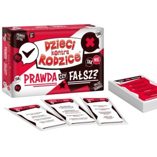 GRA TOWARZYSKA "DZIECI KONTRA RODZICE. PRAWDA CZY FAŁSZ?" KARTY Z PYTANIAMI KANGUR