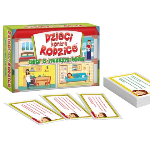 GRA TOWARZYSKA "DZIECI KONTRA RODZICE. QUIZ O NASZYM DOMU" KART Z PYTANIAMI KANGUR GRA TOWARZYSKA "DZIECI KONTRA RODZICE. QUIZ O NASZYM DOMU" KART Z PYTANIAMI KANGUR