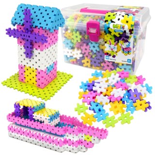 ZESTAW KLOCKÓW KONSTRUKCYJNYCH BASIC PINK TRAVEL BOX 500 ELEMENTÓW PUZZLE MELI