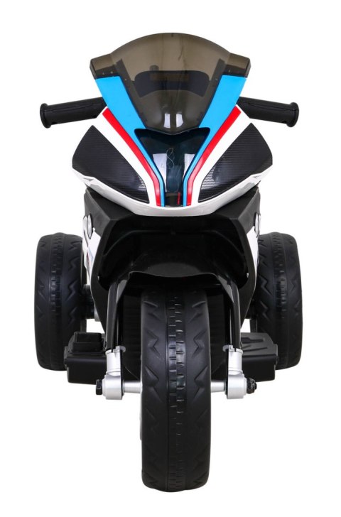 Motor BMW HP4 na akumulator dla dzieci Biały + 3 Koła + LED + MP3 USB + Ekoskóra Ramiz